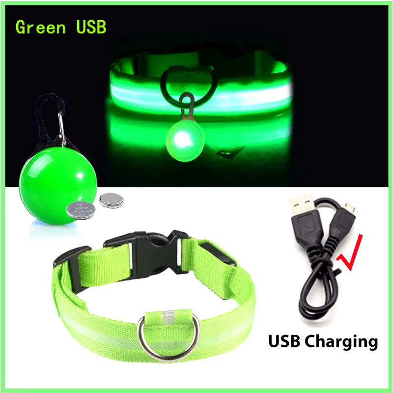 Usb Charging Glowing Dog Collar with Pendant Detachable Luxury Led Light Bright for Small Dogs Cat Night Safety Collar Wholesale