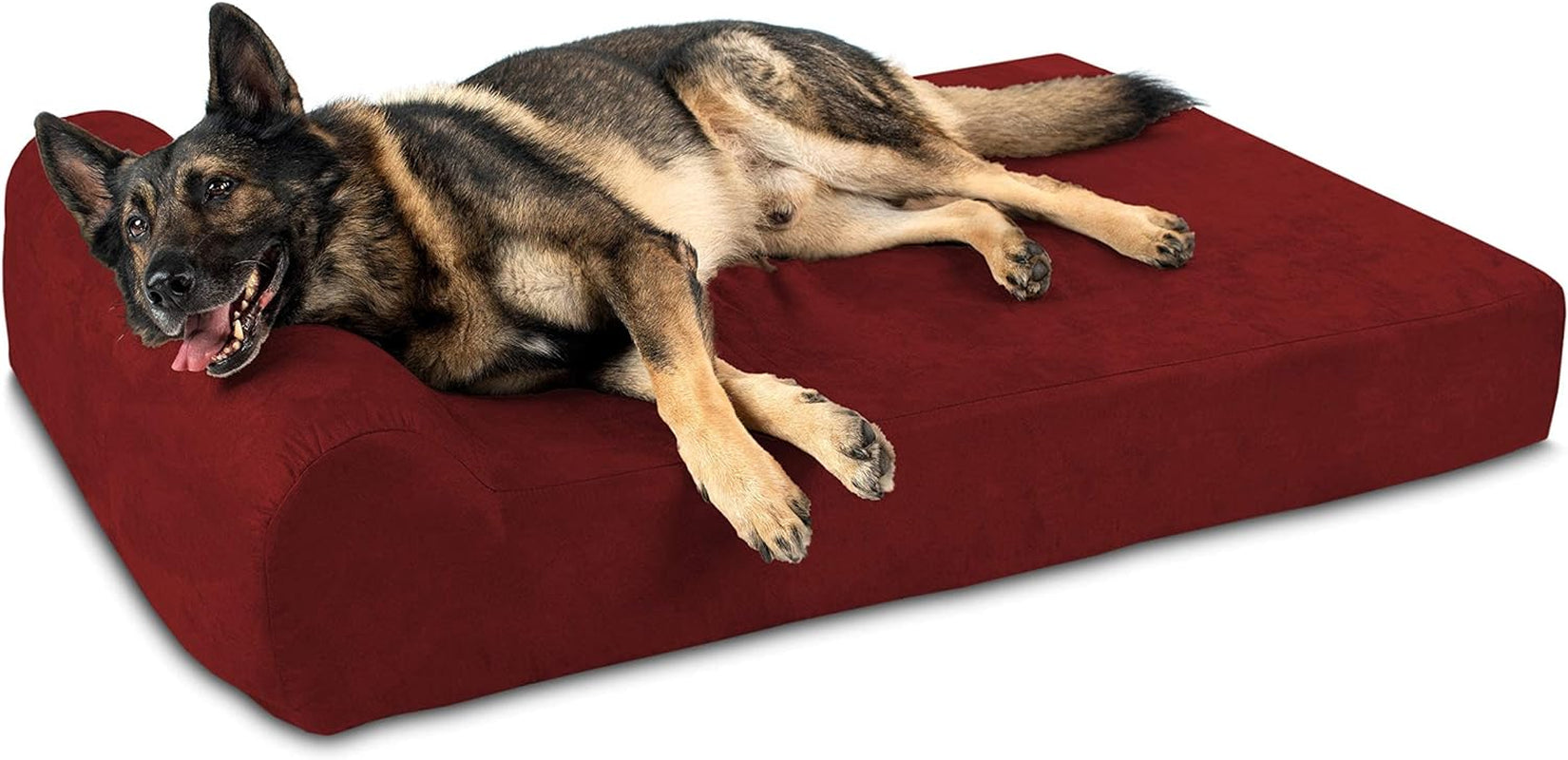 7" Pillow Top Orthopedic Dog Bed for Large and Extra Large Breed Dogs (Headrest Edition)