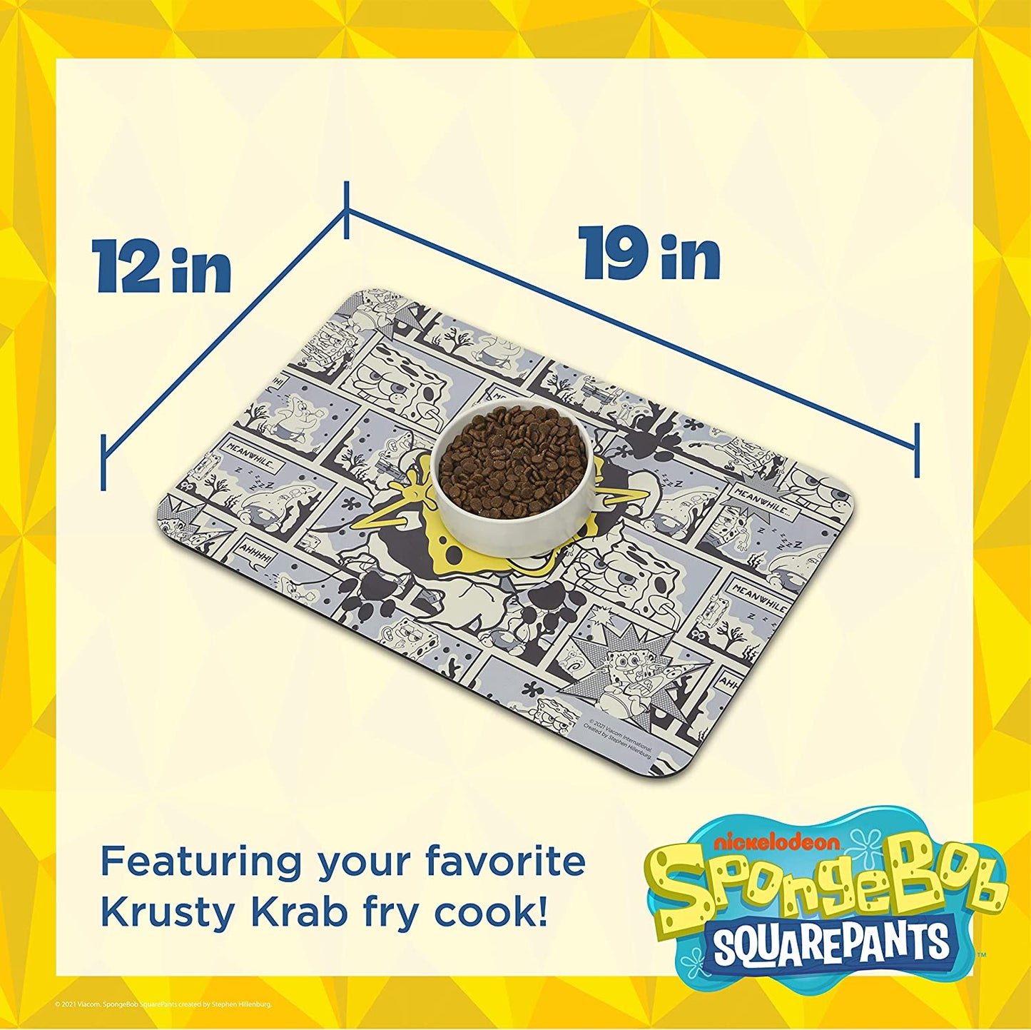 Spongebob Squarepants Dog Placemat, Non Slip Dog Mat - Silicone Dog Mat for Food and Water, Spongebob Dog Food Placemat, Dog Food Mat, Pet Feeding Mat, Dog Bowl Mat, Cat Food Mat, Pet Mat for Dog Bowl