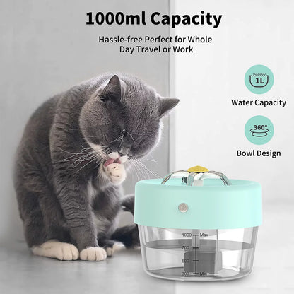 Cat Water Fountain, 1000Mah Battery Pet Water Fountain. Automatic Pet Drinking Fountain, Cat Fountain Blue 35 Oz