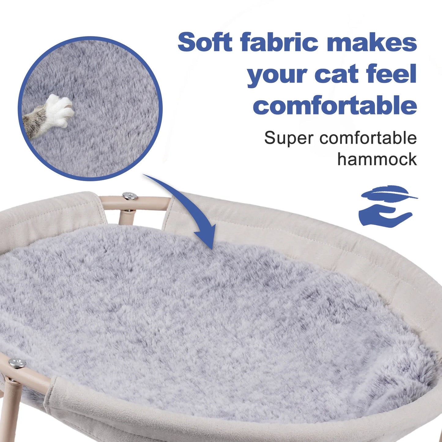 Cat Hammocks, Elevated Cat Bed with Bouncy Ball & Bell, for Cats and Small Dogs, Off-White